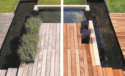 Cleaning and oiling make garden decks look like new again