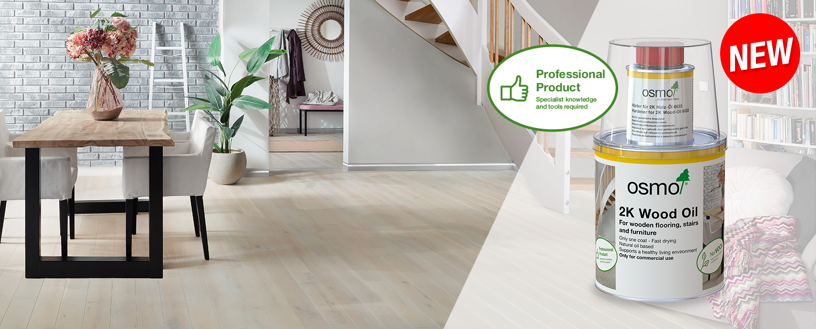 Osmo 2K Wood-Oil - a good care for long life floor. Details and colors here.