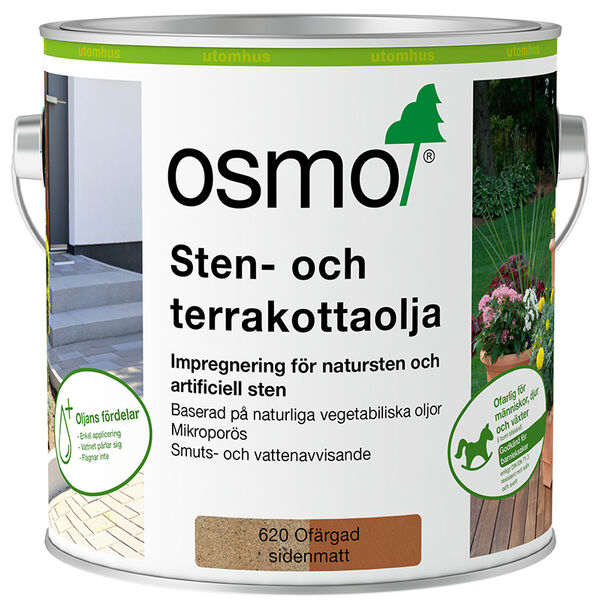 Osmo Sten- och terrakottaolja impregnerar planteringar och stenlagda gångar av natursten och terrakotta