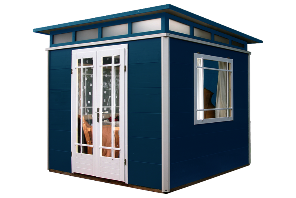 Casă de grădină ca atelier creativ: prietenoasă și luminoasă, în Garden Colour 7519 Albastru Capri.