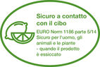 Sicuro a contatto con il cibo - EURO Norm 1186 parte 5/14 - Sicuro per l'uomo, gli animali e le piante - quando il prodotto è essiccato. 