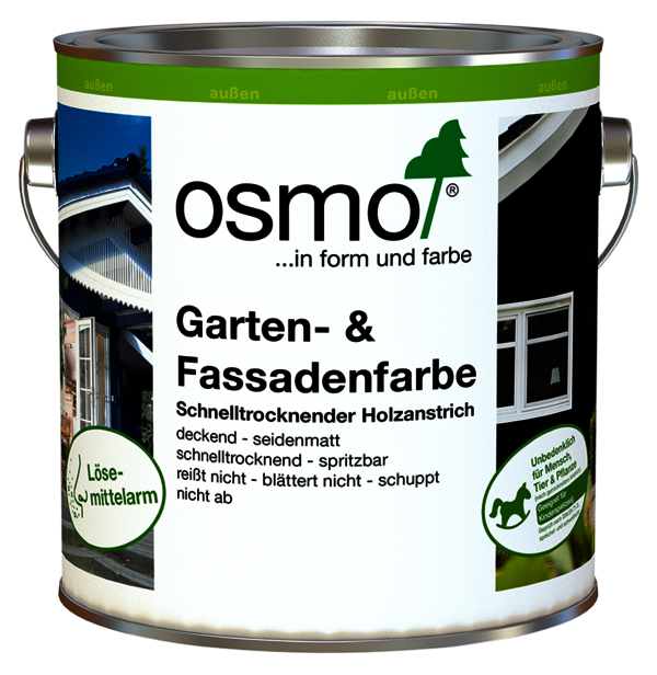 Osmo Garten- und Fassadenfarbe se výborně hodí k dřevěným okenicím a rámům pro fasádu domu v moderním vzhledu.