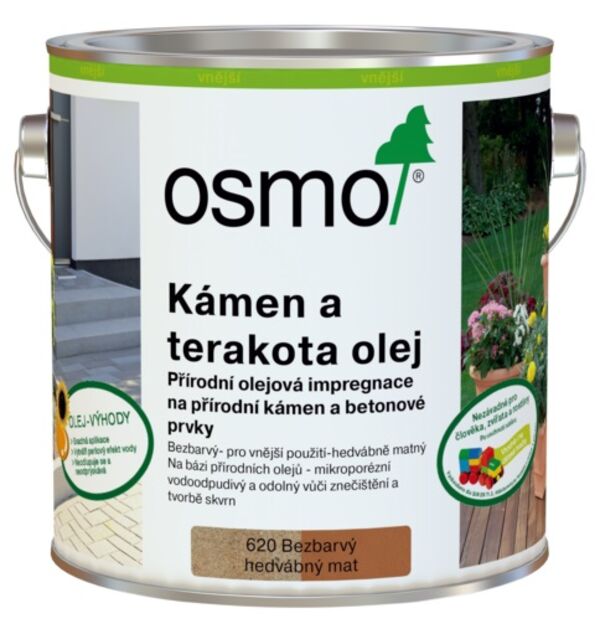 Osmo Kámen a terakota olej impregnuje květináče a dlažební desky z přírodního kamene a terakoty.