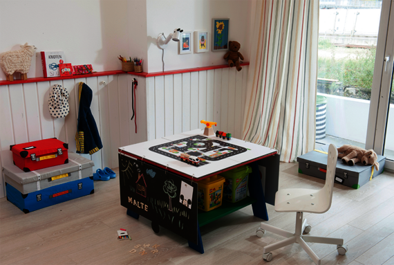 This multi-functional games table treated with Osmo Wood Wax Finish is a real attraction for children’s bedrooms.