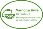 Varno za živila (EN 1186 Člen 3) Premaz je po sušenju varen za ljudi, živali in rastline Varno za živila (EN 1186 Člen 3) Premaz je po sušenju varen za ljudi, živali in rastline