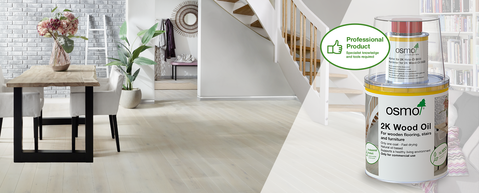 Osmo 2K Wood-Oil - a good care for long life floor. Details and colors here.