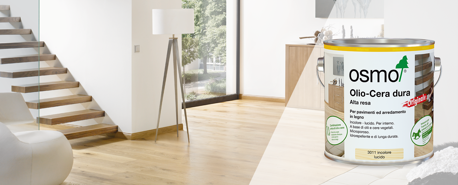 Osmo Olio-Cera dura - perfetto per l'utilizzo su pavimenti in legno