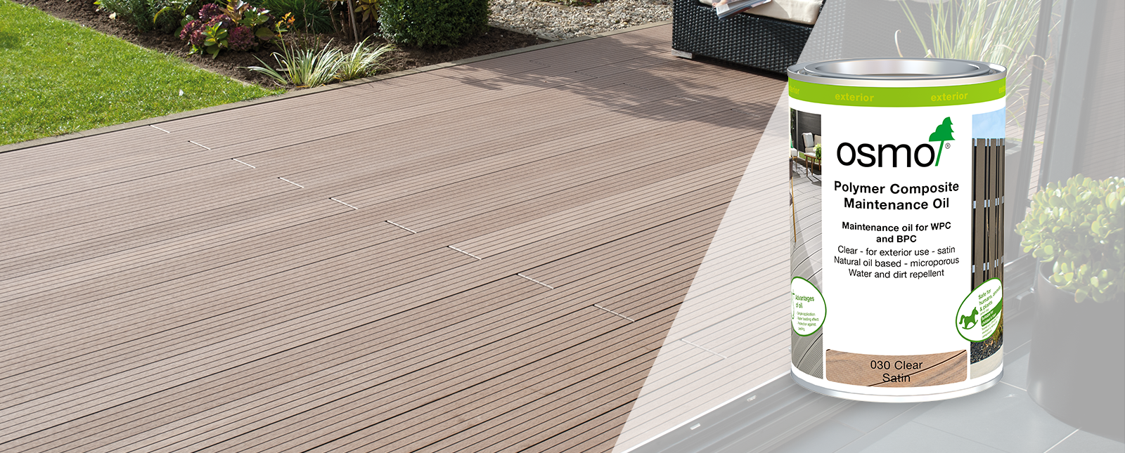 Osmo BPC and WPC Oil for maintaining decking and privacy screens made of polymer composites